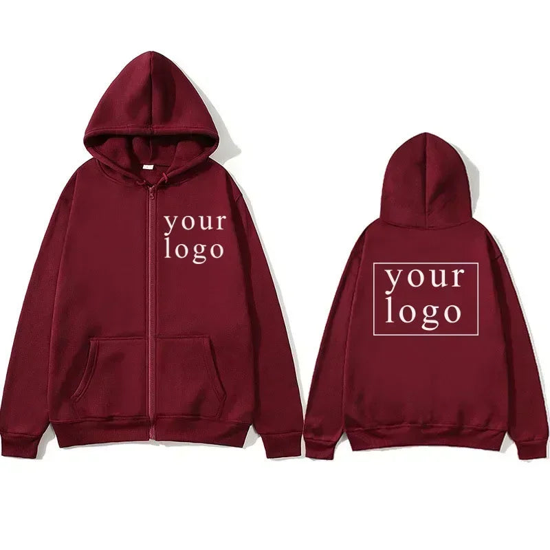 Felpa con cappuccio cardigan con cerniera nuova uomo donna fai da te 2025 Nuova moda il tuo design Logo del marchio/immagine personalizzata personalizzata ovunque