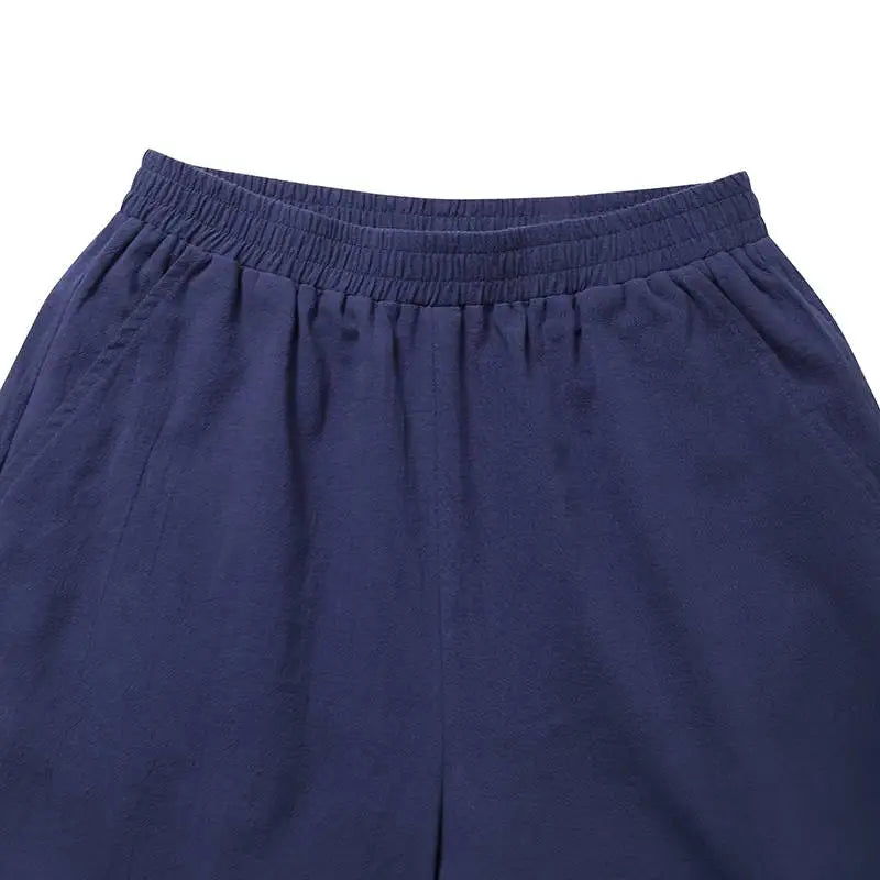 ZANZEA-Pantaloni Estivi da Donna in Cotone e Lino con Vita Elastica, Gamba Larga, Casual, Leggeri, Tinta Unita, Pantaloni Palazzo