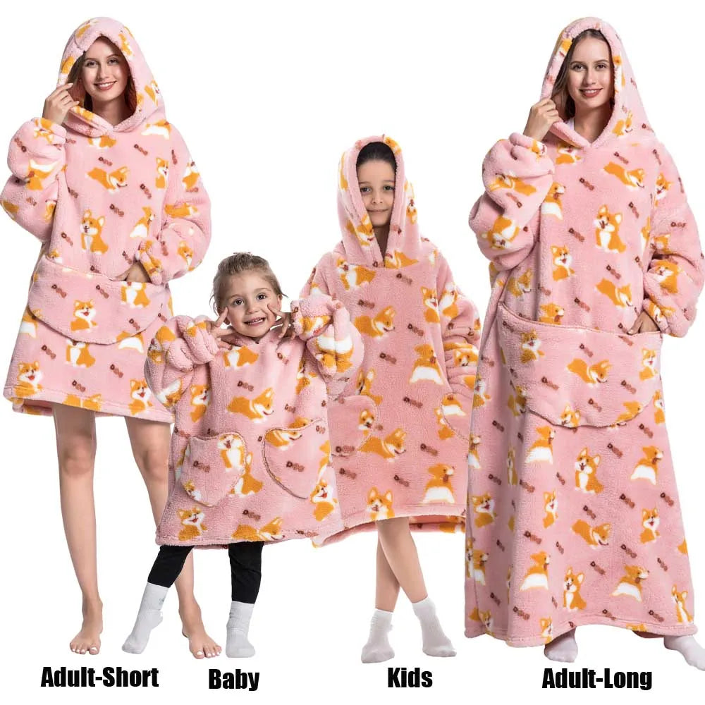 Felpe con cappuccio extra lunghe per donna Abbigliamento invernale per la casa Coperte di flanella per adulti con maniche Felpe con cappuccio morbide e calde per ragazze
