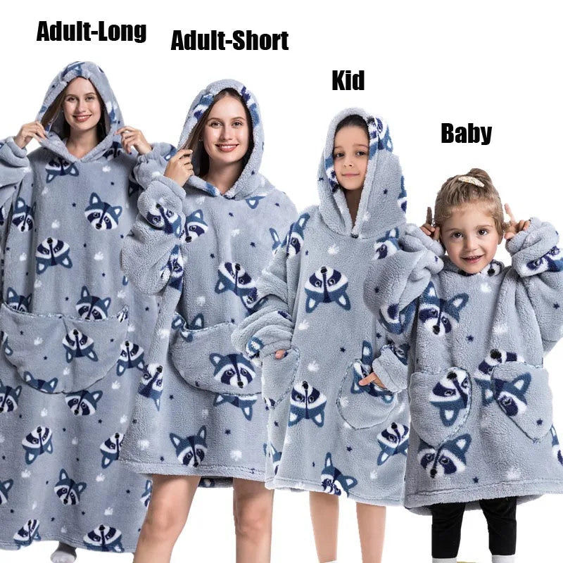 Felpe con cappuccio extra lunghe per donna Abbigliamento invernale per la casa Coperte di flanella per adulti con maniche Felpe con cappuccio morbide e calde per ragazze