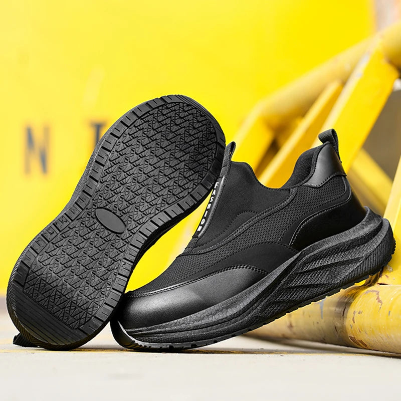 Scarpe da Cuoco in Pelle da Uomo Impermeabili Antiscivolo Resistenti all'Olio, Mocassini Casual da Uomo Resistenti all'Usura