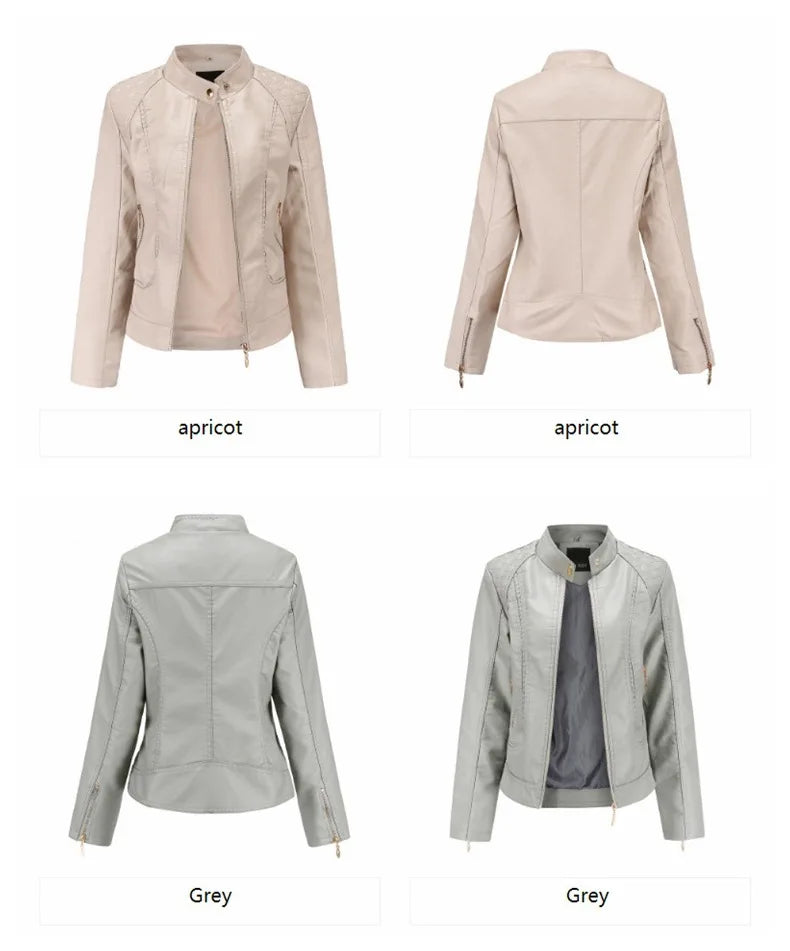 Elegante giacca da donna con collo alto 2022 modello femminile tridimensionale cappotto S-4XL nuove donne giacca in ecopelle Pu