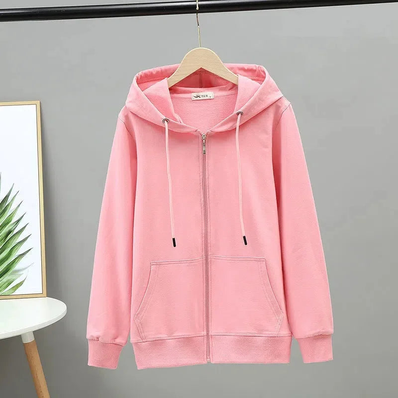 2025 Primavera Autunno Donna Felpe con cappuccio Felpe Giacca con cerniera Studentessa Top Sottile cappotto a maniche lunghe Lady Viola Capispalla casual