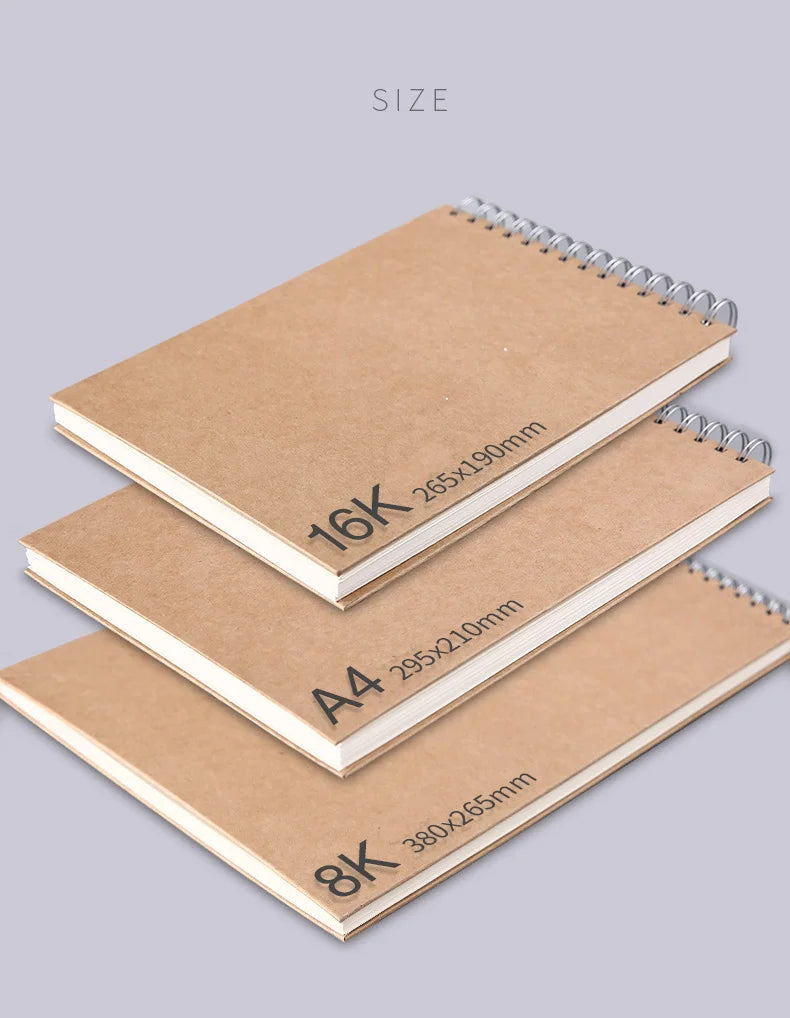 Art Sketchbook 160GSM Kraft Paper Spiral Coil Book Office School Supplies Drawing Notepad Stationary