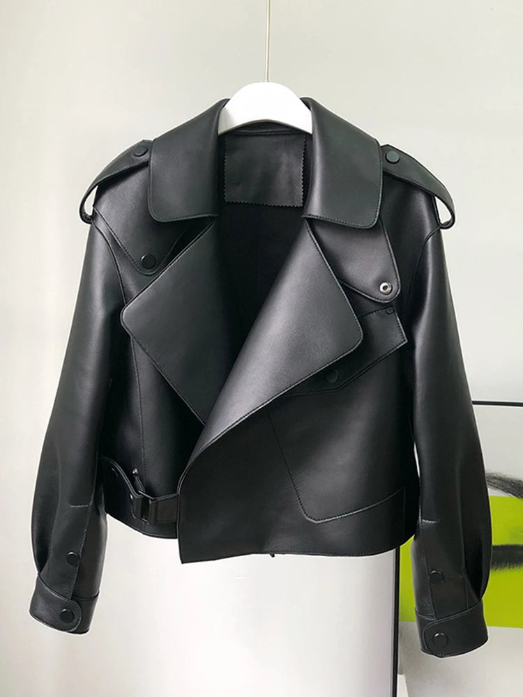 Fitaylor Primavera Autunno Donna Giacca in pelle PU Casual Lady Cappotto in pelle da motociclista antivento