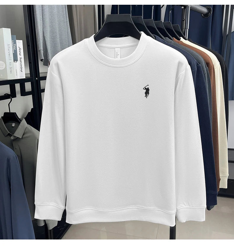 T-shirt a maniche lunghe di marca di lusso da uomo autunno Paul trendy squisito pony ricamo pullover allentato casual girocollo felpa
