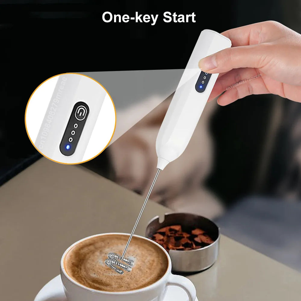 Electric Milk Frother Mini Coffee Whisk Mixer Wireless Milk Foamer Maker Type-C Rechargeable Egg Beater Handheld Stirrer Blender