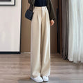 2024 Autunno Inverno Donna Pantaloni di lana concisi Lady Gamba larga Designer Pantaloni esterni Donna Addensare Pantaloni drappeggiati a vita alta