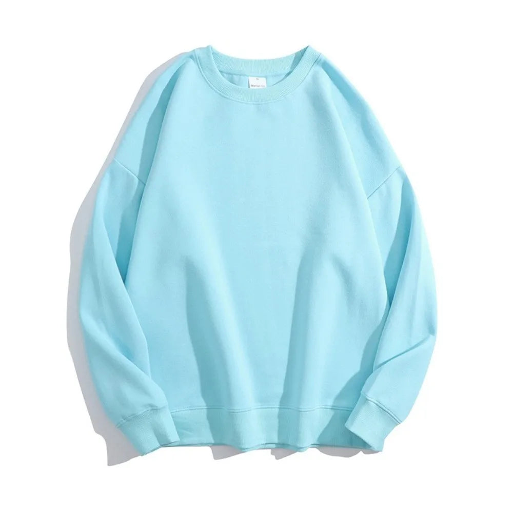 Maglione con spalle scoperte e collo rotondo in cotone sano di alta qualità da 40 colori per uomo e donna, ampio con spalle scoperte oversize