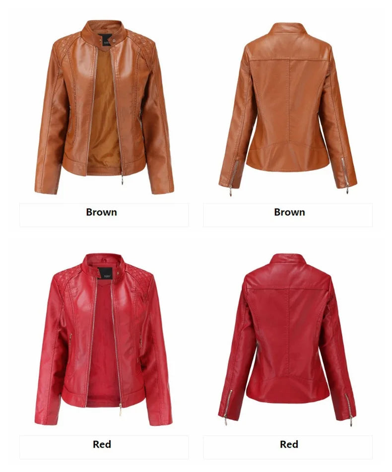 Elegante giacca da donna con collo alto 2022 modello femminile tridimensionale cappotto S-4XL nuove donne giacca in ecopelle Pu