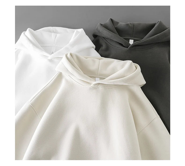 DUKEEN 450G Felpe con cappuccio da uomo pesanti 2025 Primavera e autunno Giacca sportiva con cappuccio tinta unita di base Abbigliamento da uomo di alta qualità