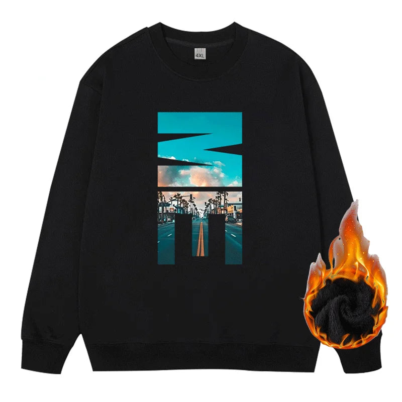 Felpa con fodera in pile taglie forti Pullover Maglione caldo oversize da uomo 6XL 7XL Girocollo Manica lunga Top larghi Abbigliamento maschile