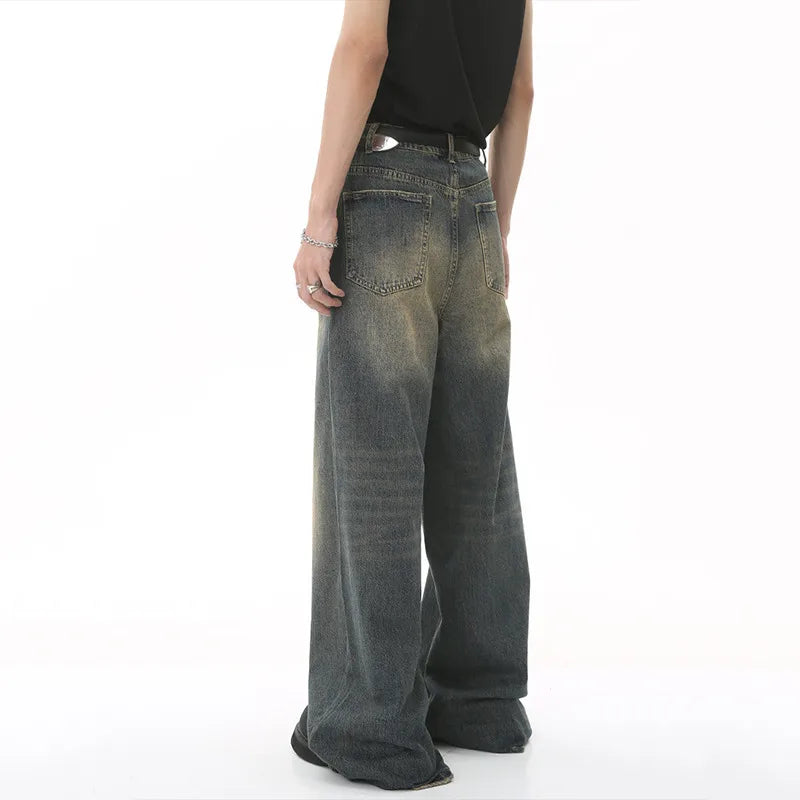 IEFB Pantaloni in denim da uomo estivi Vecchio blu lavato Jeans maschili Dritto Casual da uomo Pantaloni larghi a gamba larga Nuova moda 9C354