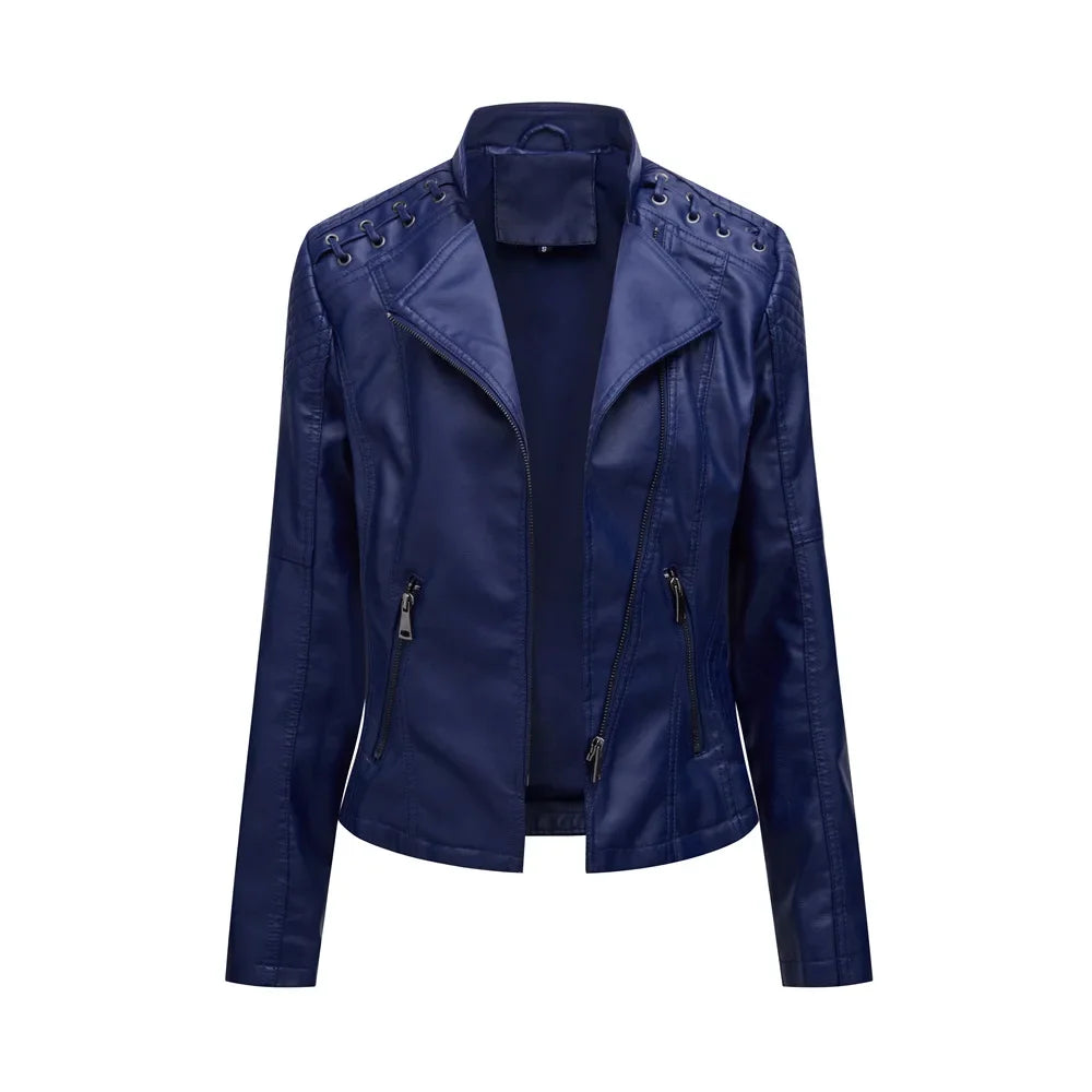 Primavera autunno sezione corta manica lunga giacca con cerniera giacca Slim in ecopelle Casual tinta unita giacca moda capispalla allentata