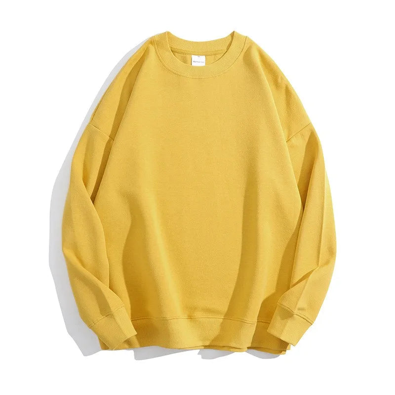 Maglione con spalle scoperte e collo rotondo in cotone sano di alta qualità da 40 colori per uomo e donna, ampio con spalle scoperte oversize