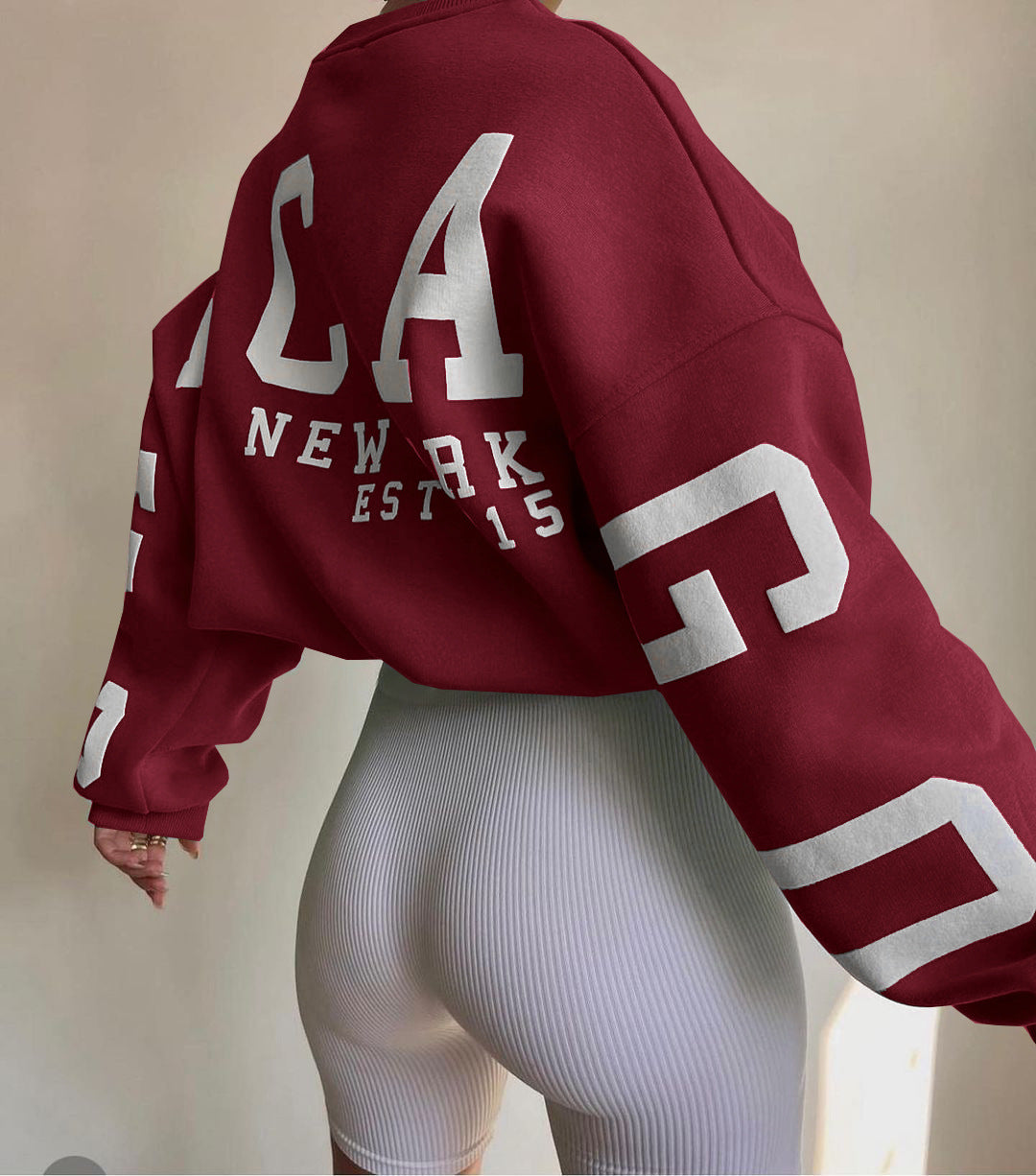 Combhasaki Y2K Grunge Pullover allentato da donna Felpe con stampa di lettere Top a maniche lunghe ispessiti casual Felpa con cappuccio autunnale Streetwear