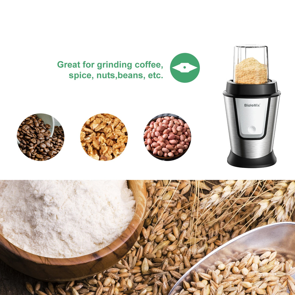 BioloMix 700W Compact Kitchen Blender 3-in-1 Juicer Food Processor and Dry Grinder Perfect for Making Fresh Juices Dips