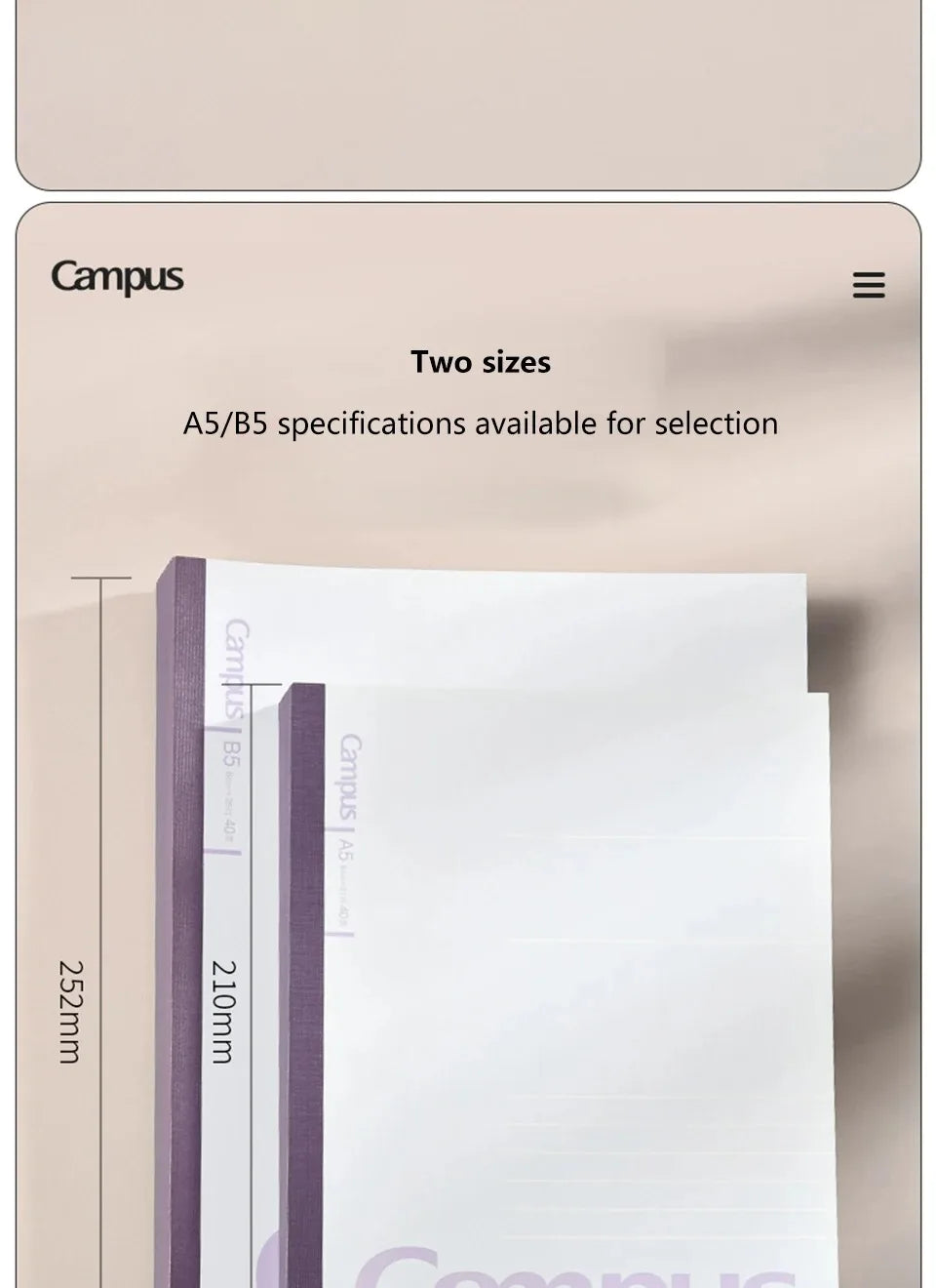 Japan KOKUYO Notebook 80 Pages Campus B5/A5 Soft Surface Wireless Binding Horizontal Line School Office Stationery
