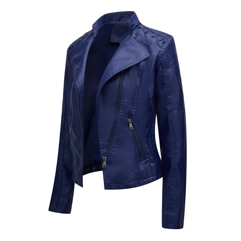 Primavera autunno sezione corta manica lunga giacca con cerniera giacca Slim in ecopelle Casual tinta unita giacca moda capispalla allentata