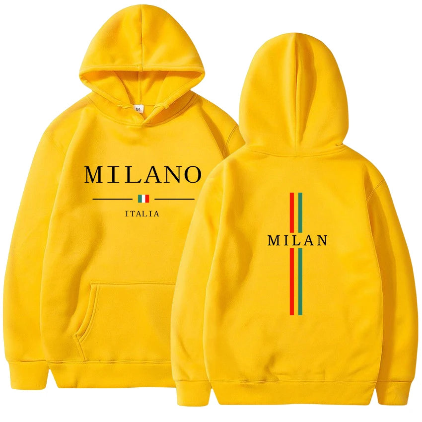 Felpa con cappuccio da donna da uomo Felpa con stampa Milano Pullover Casual da jogging Abbigliamento da uomo di alta qualità Tuta quotidiana Y2k Top 2025