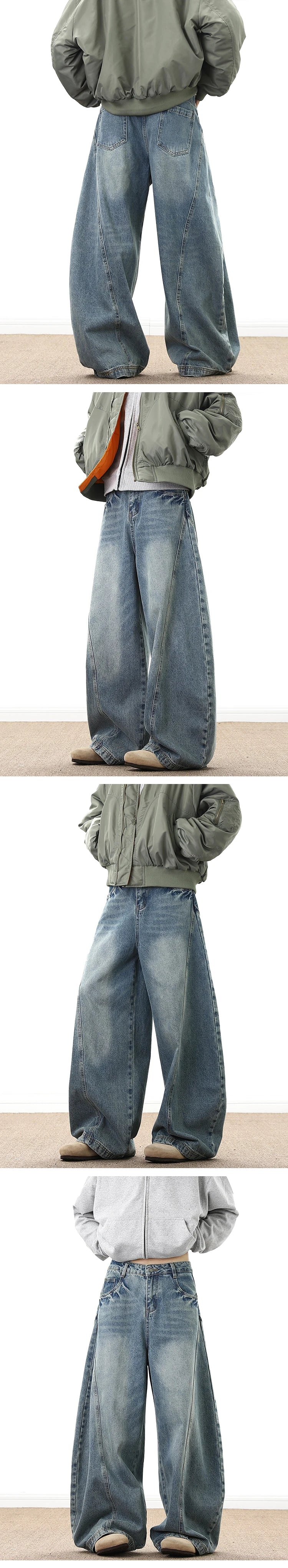 Jeans Larghi da Uomo in Denim, Pantaloni Larghi Stile Cowboy, Jeans Baggy da Uomo alla Moda, Lavati, Streetwear Casual