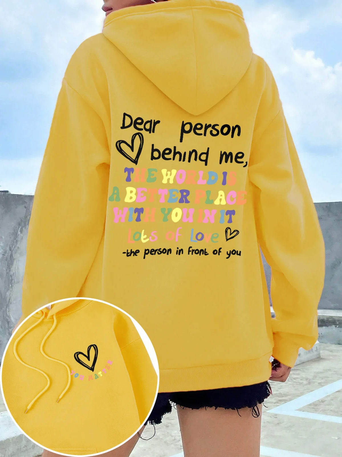 Caro persona dietro la felpa con cappuccio da donna lettere colorate caldo pile donna felpa con cappuccio fodera in pelliccia felpe con cappuccio primavera autunno Y2K top casual