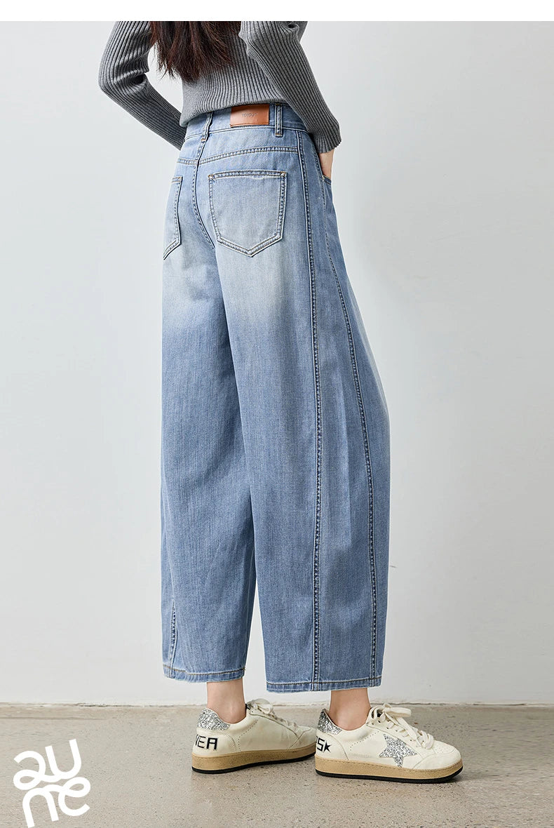 TOYOUTH Jeans da donna 2026 Autunno Nuovi pantaloni cropped a gamba larga deconstruiti con vestibilità snellente