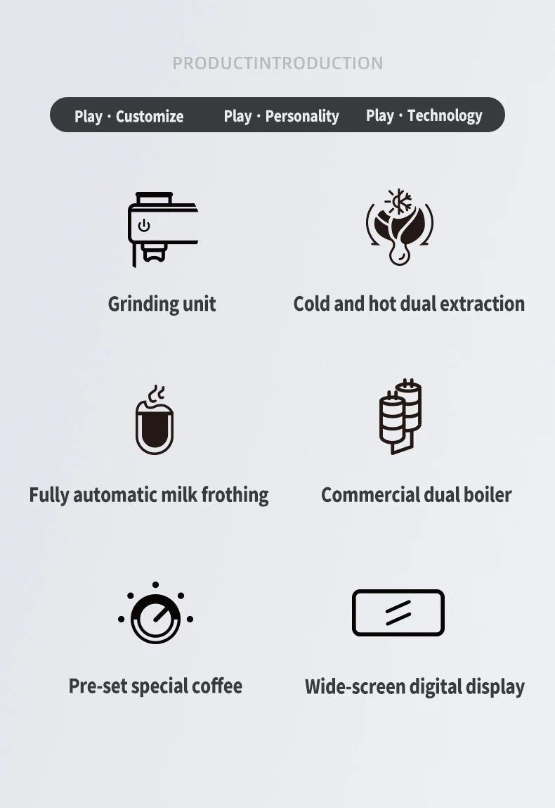 Multifunctional Fancy Automatic Coffee Machine, Commercial Milk Frothing And Grinding Integrated Coffee Machine