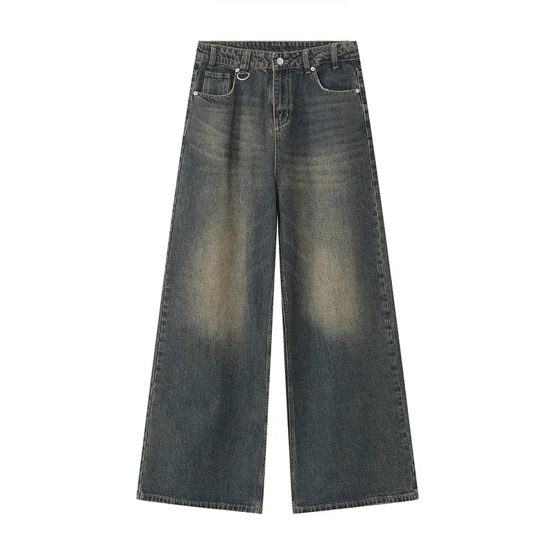 IEFB Pantaloni in denim da uomo estivi Vecchio blu lavato Jeans maschili Dritto Casual da uomo Pantaloni larghi a gamba larga Nuova moda 9C354