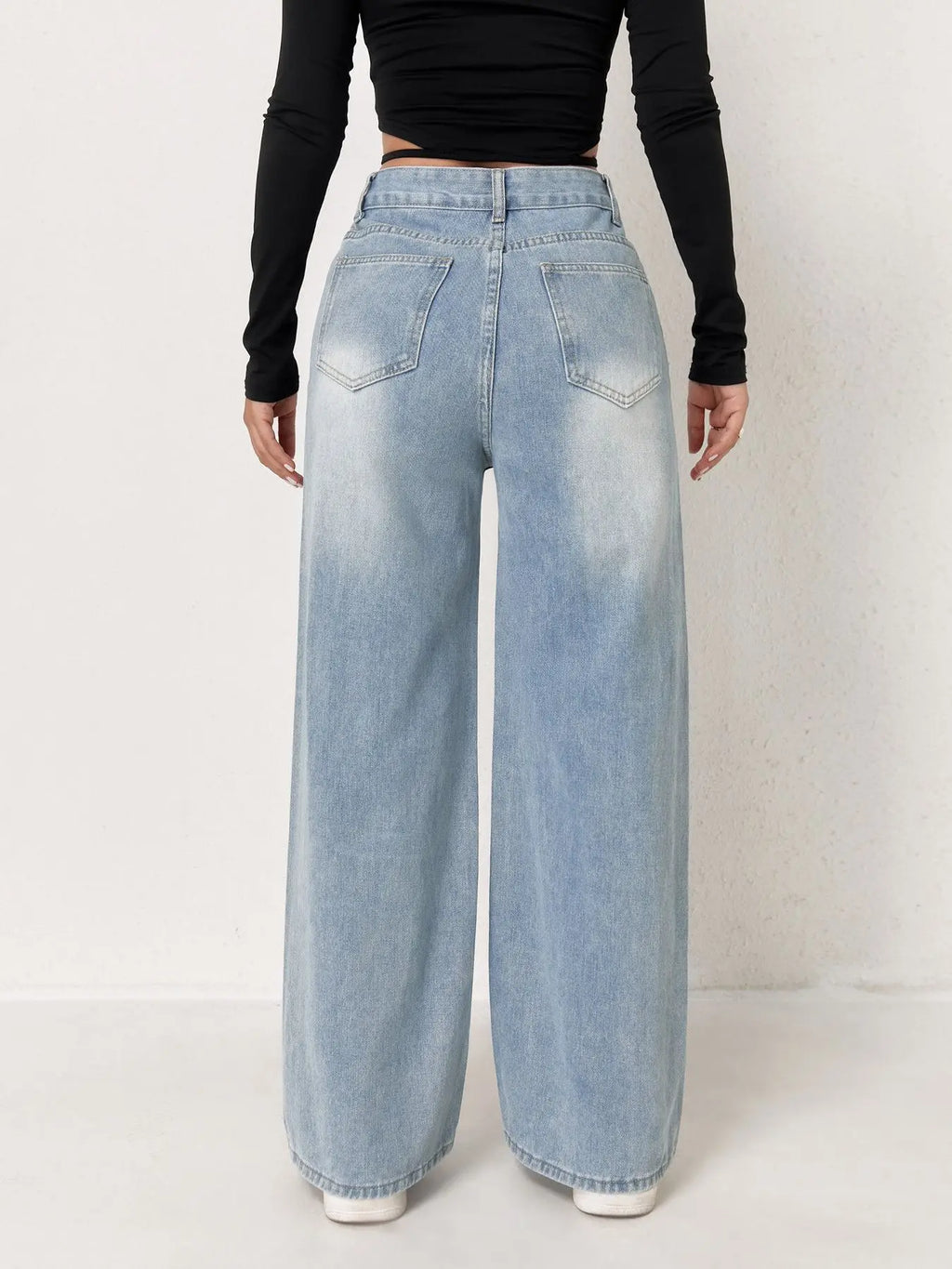 Jeans per donna Y2k vestiti pantaloni in denim a gamba larga azzurri moda allentata semplice elasticizzato libero quattro stagioni popolare casual