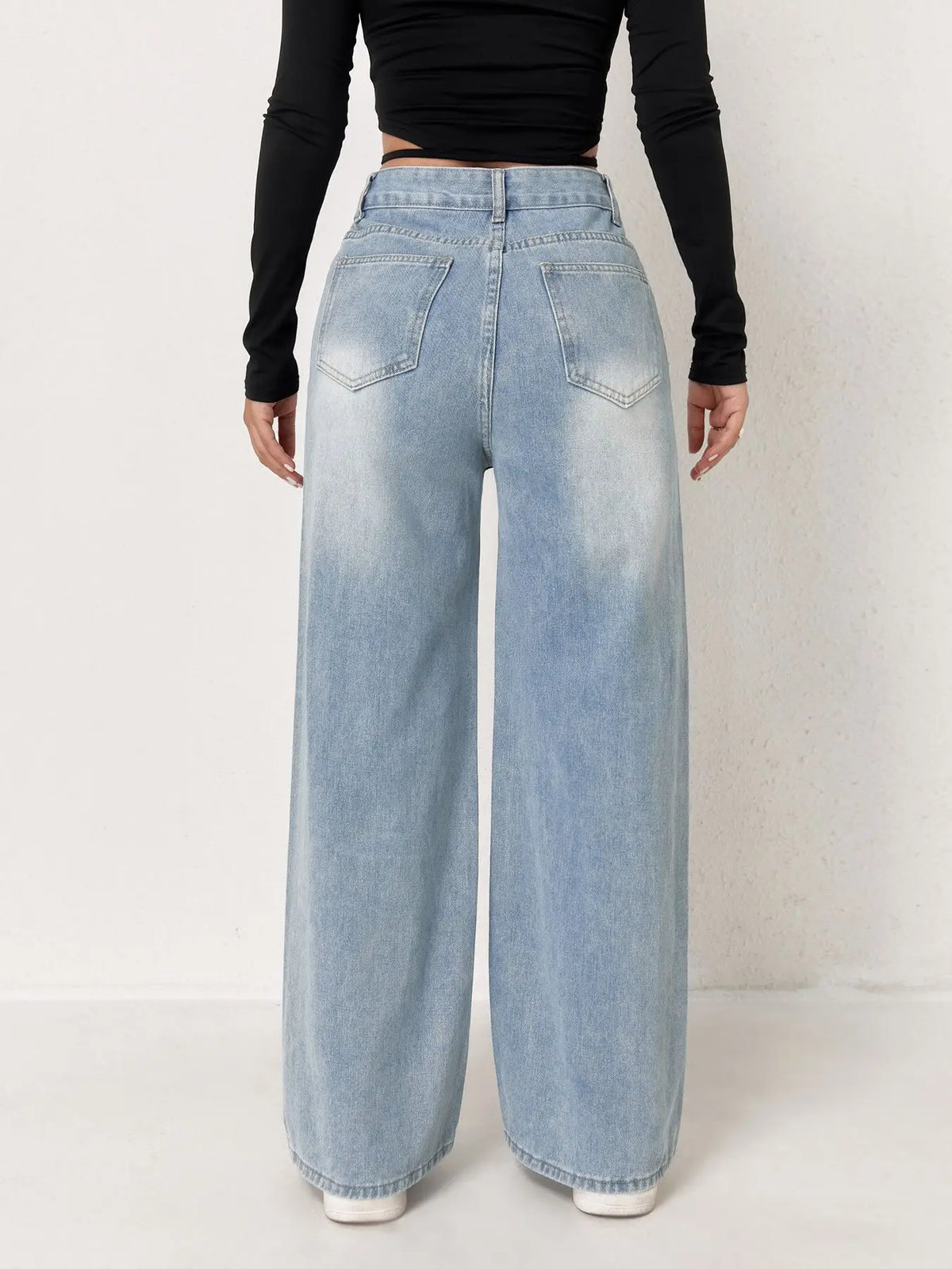Jeans per donna Y2k vestiti pantaloni in denim a gamba larga azzurri moda allentata semplice elasticizzato libero quattro stagioni popolare casual