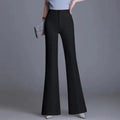 Pantaloni classici a zampa d'elefante bianchi sottili per le donne 2025 Pantaloni estivi a vita alta con fondo a campana sottile Pantaloni da donna da ufficio neri 5XL