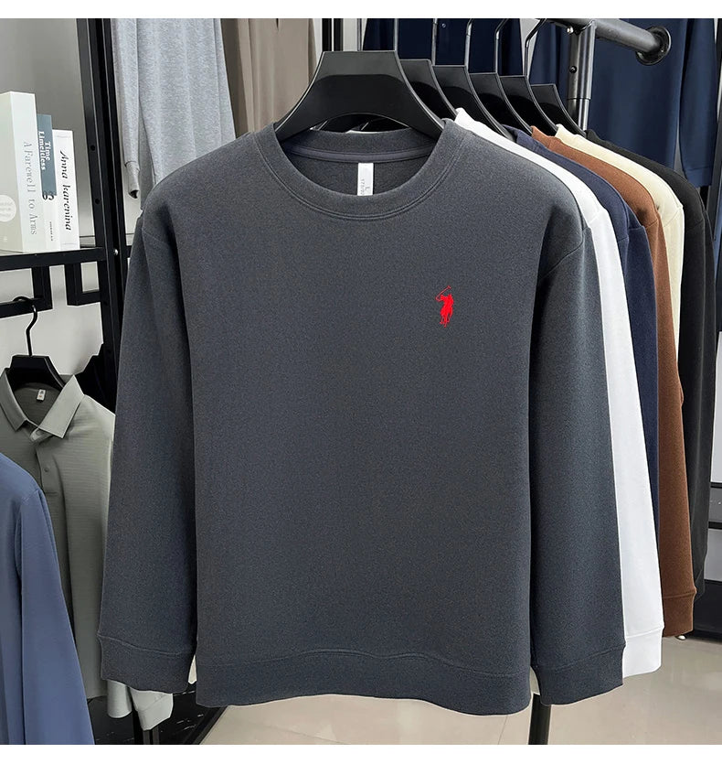 T-shirt a maniche lunghe di marca di lusso da uomo autunno Paul trendy squisito pony ricamo pullover allentato casual girocollo felpa