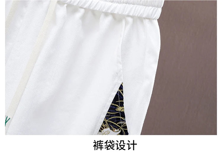 Set estivi uomo moda stampa camicia a maniche corte pantaloncini due pezzi uomo stile cinese Set sciolto Set corto da uomo