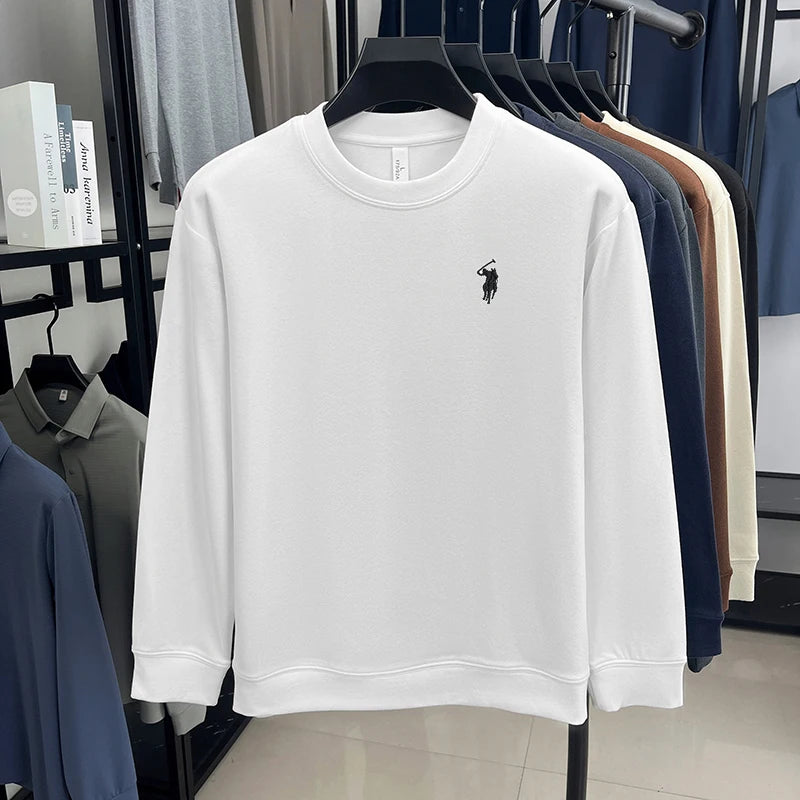 T-shirt a maniche lunghe di marca di lusso da uomo autunno Paul trendy squisito pony ricamo pullover allentato casual girocollo felpa