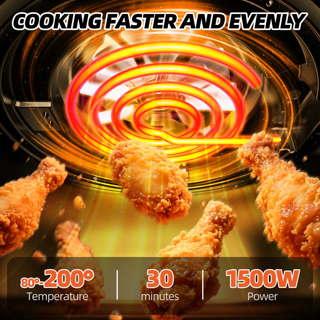 Air Fryer 3.5L 12in1 1500W - 6 Functions (Toast, Air Fry, Roast, Dehydrate) - Dishwasher Safe Basket - Compact 30cm