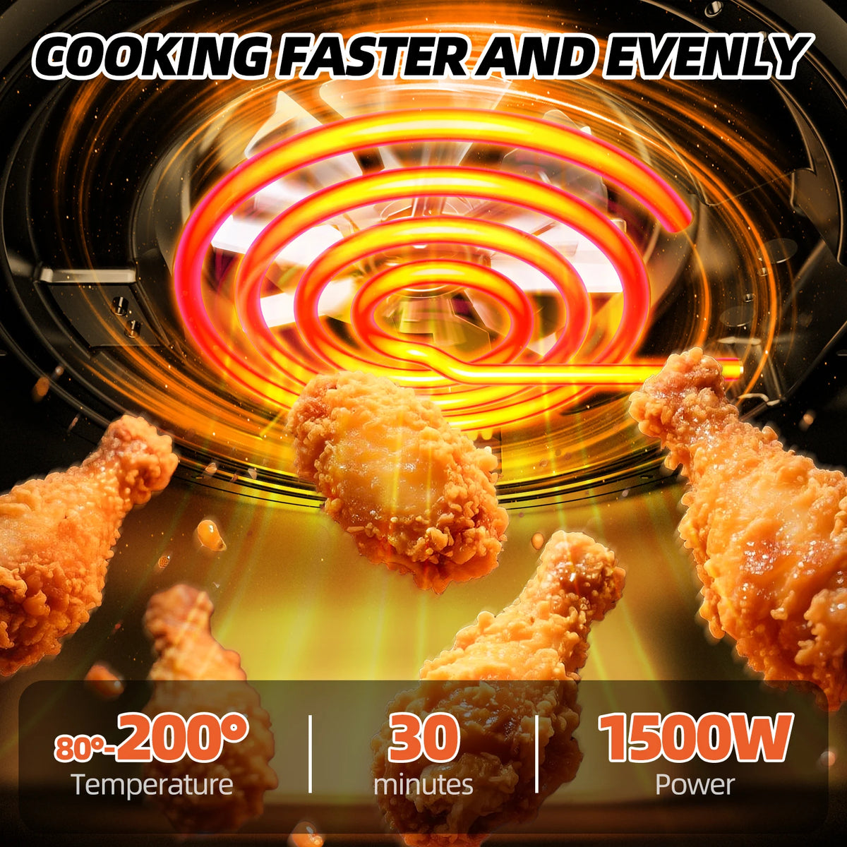 Air Fryer 3.5L 12in1 1500W - 6 Functions (Toast, Air Fry, Roast, Dehydrate) - Dishwasher Safe Basket - Compact 30cm