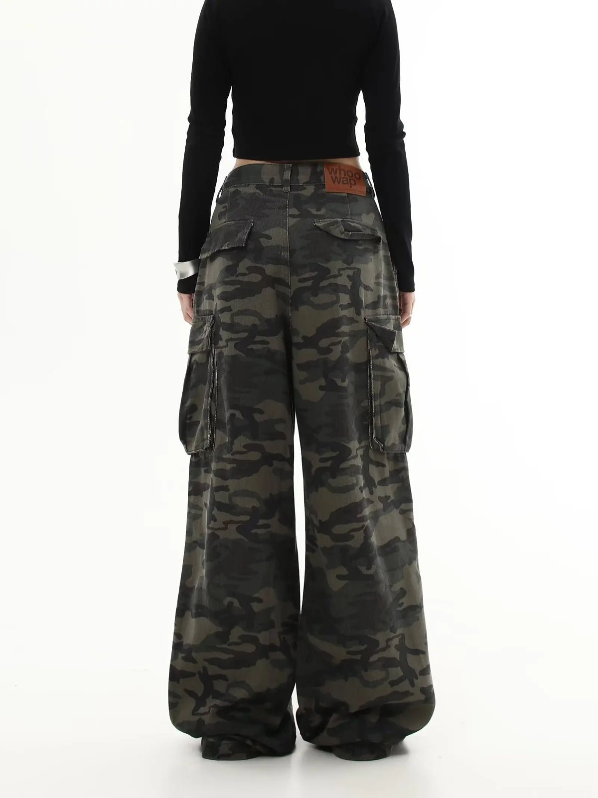 Pantaloni Cargo mimetici donna Y2K Streetwear Jeans a vita bassa pantaloni a gamba larga retrò pantaloni dritti in Denim Harajuku