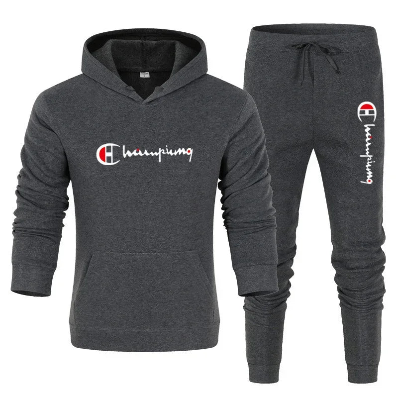 2025 Tuta da uomo Felpa con cappuccio + Pantaloni della tuta 2 pezzi Set Tuta sportiva Casual Jogger Abbigliamento sportivo 2 pezzi Set streetwear maschile