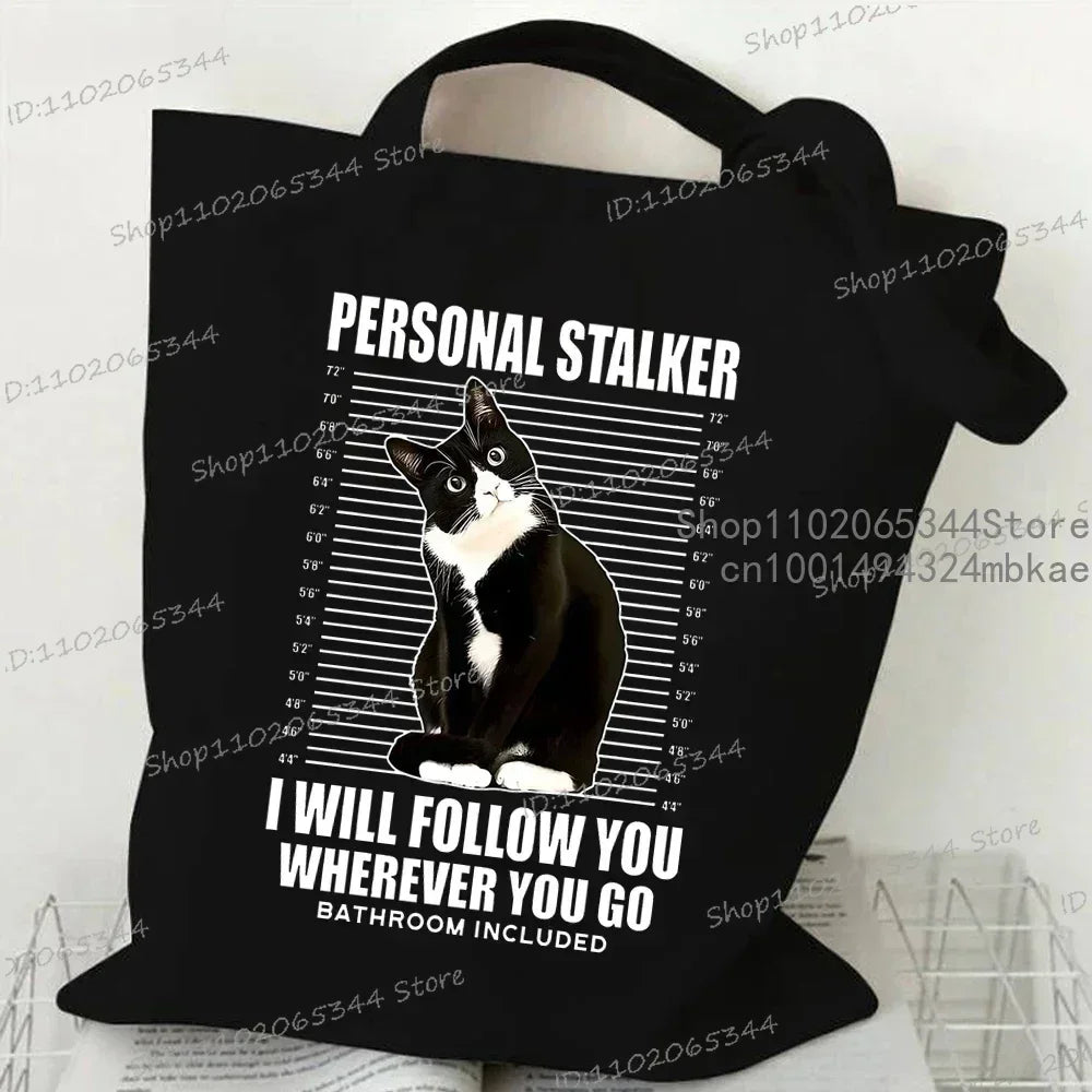 Nuove borse tote da donna della serie Cat Borsa ecologica in tela con stampa di gatti mucca carina Borsa a tracolla per adolescenti per amanti dei gatti di moda Harajuku ad alta capacità