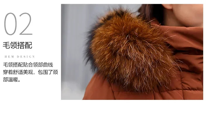 Cappotto Parka lungo in cotone piumino femminile nuovo inverno sopra il ginocchio ampio collo in pelliccia con cappuccio caldo parka spesso soprabito imbottito da donna