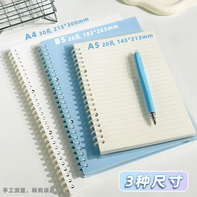 A4/A5/B5 Removable Spiral Notebook 60 Sheets Underline/Blank Loose Leaf Journal Macaron Binder for Students