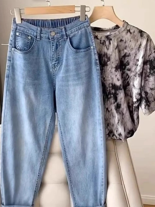 Nuovi Jeans Estivi Sottili Taglie Forti da Donna, Pantaloni Harlan Larghi che Nascondono il Corpo, Trendy per Donne con Forma a Pera e Curvilinee