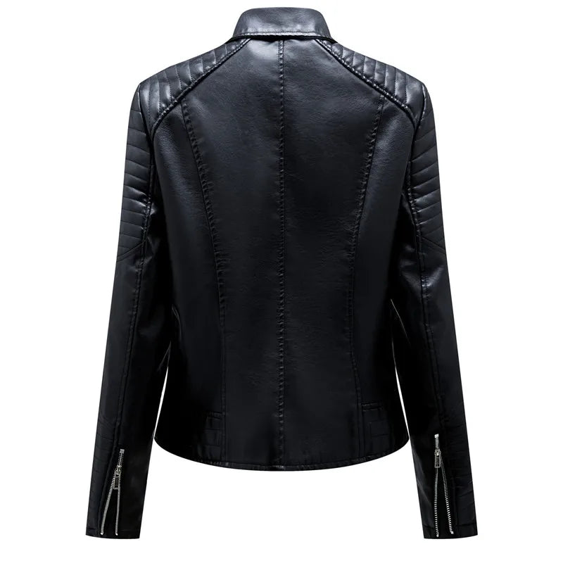 2026 Giacca in ecopelle da donna di nuova moda, cappotto casual in PU con cerniera primavera autunno, capispalla da motociclista femminile abbigliamento da donna S-XXXL