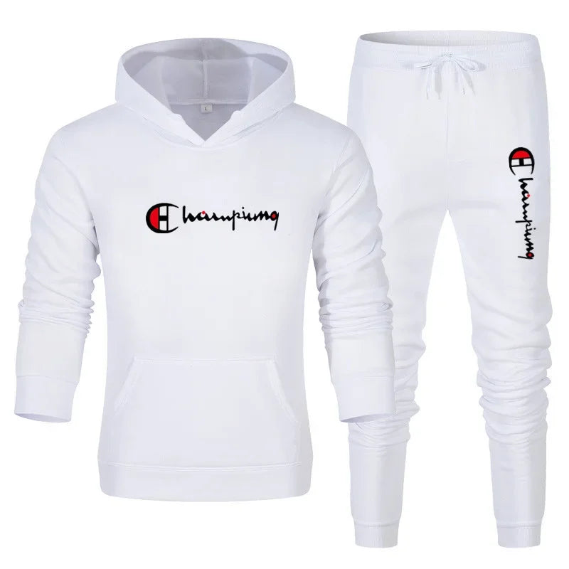 2025 Tuta da uomo Felpa con cappuccio + Pantaloni della tuta 2 pezzi Set Tuta sportiva Casual Jogger Abbigliamento sportivo 2 pezzi Set streetwear maschile