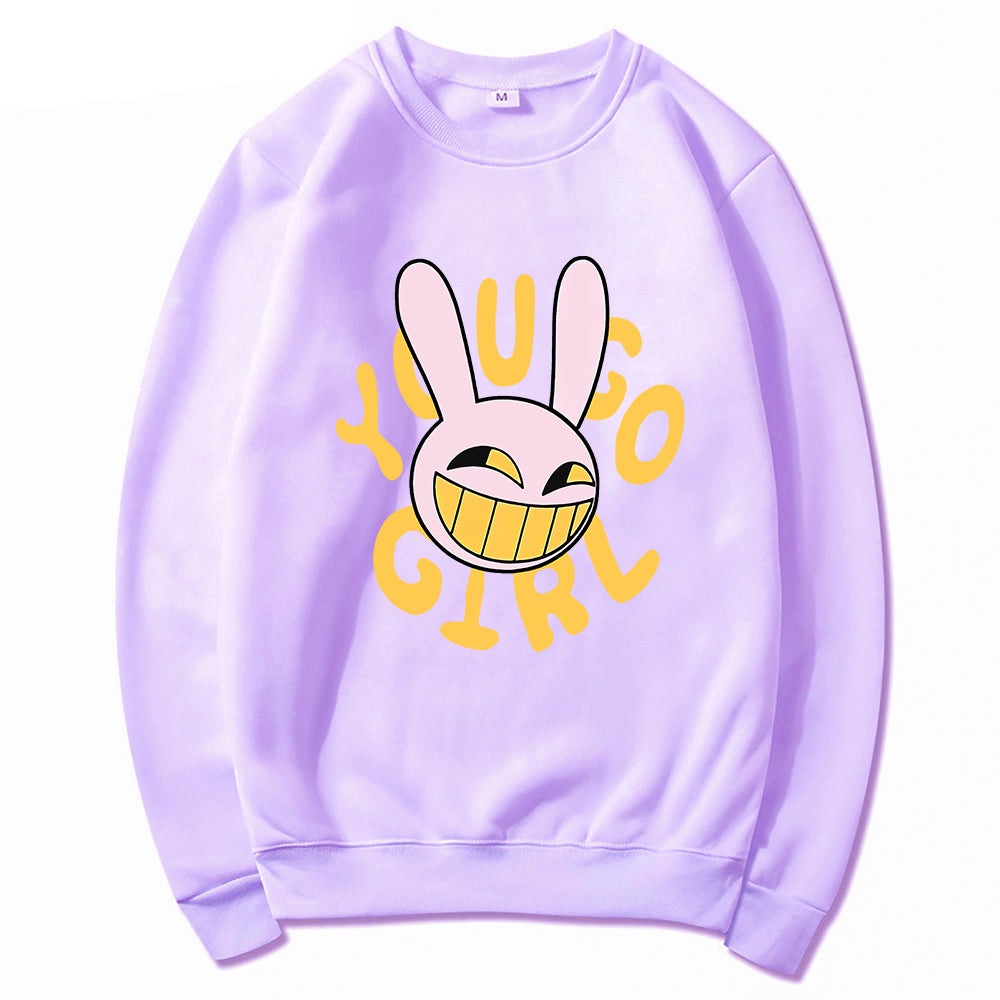 YOU GO GIRL Felpa con cappuccio Digital Circus Jax Moda Donna Harajuku Divertente Felpa con cappuccio con coniglio carino Felpa pullover vintage unisex Cartoon