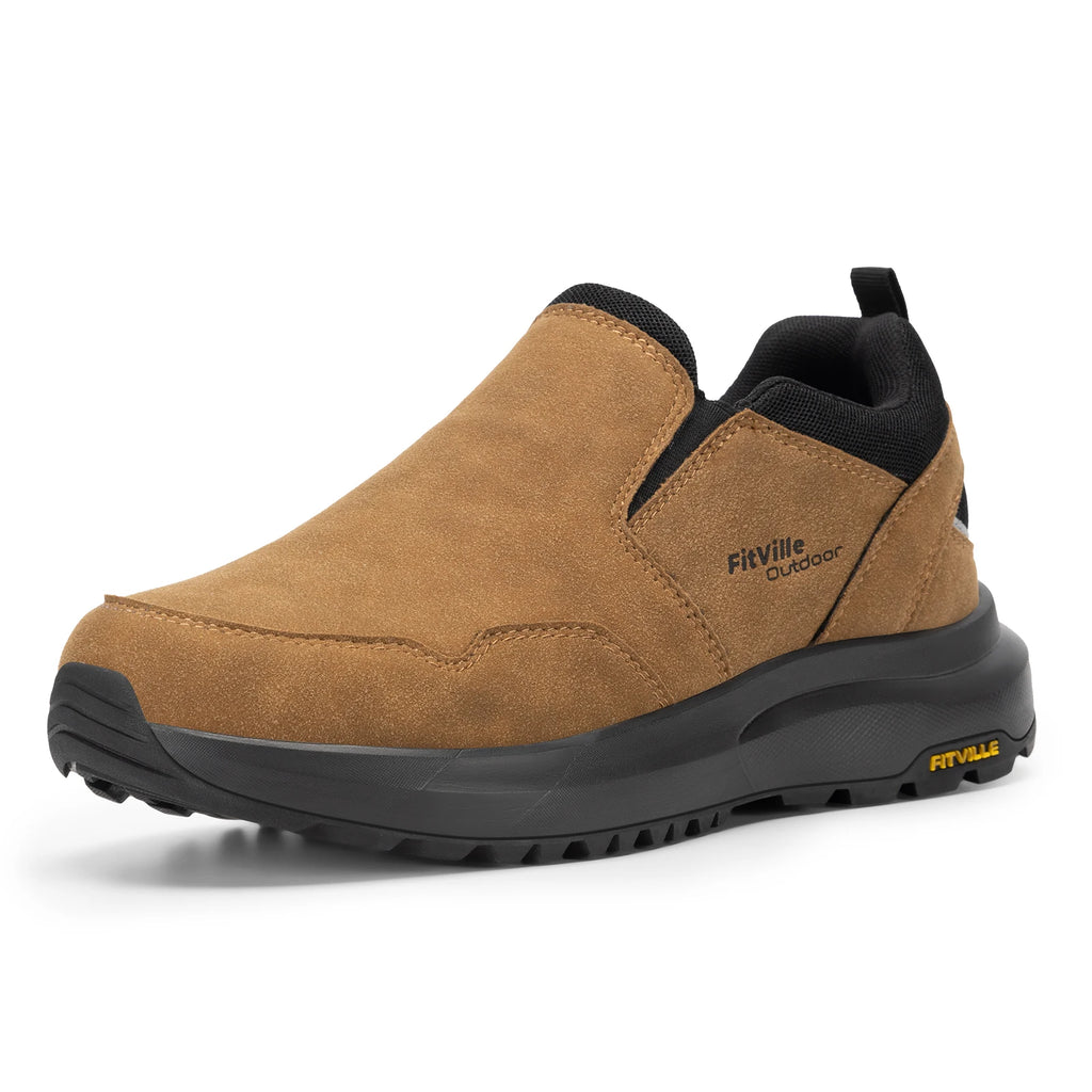 FitVille Mocassini da trekking extra larghi da uomo, comode scarpe da passeggio ortopediche con supporto per l'arco plantare per sentieri di trekking all'aperto, piedi piatti e sollievo dal dolore ai piedi