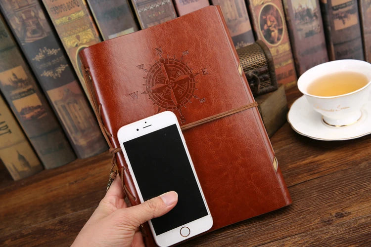 Retro Spiral Notebook Diary Notepad Vintage Pirate Anchors PU Leather Note Book Replaceable Stationery Gift Traveler Journal
