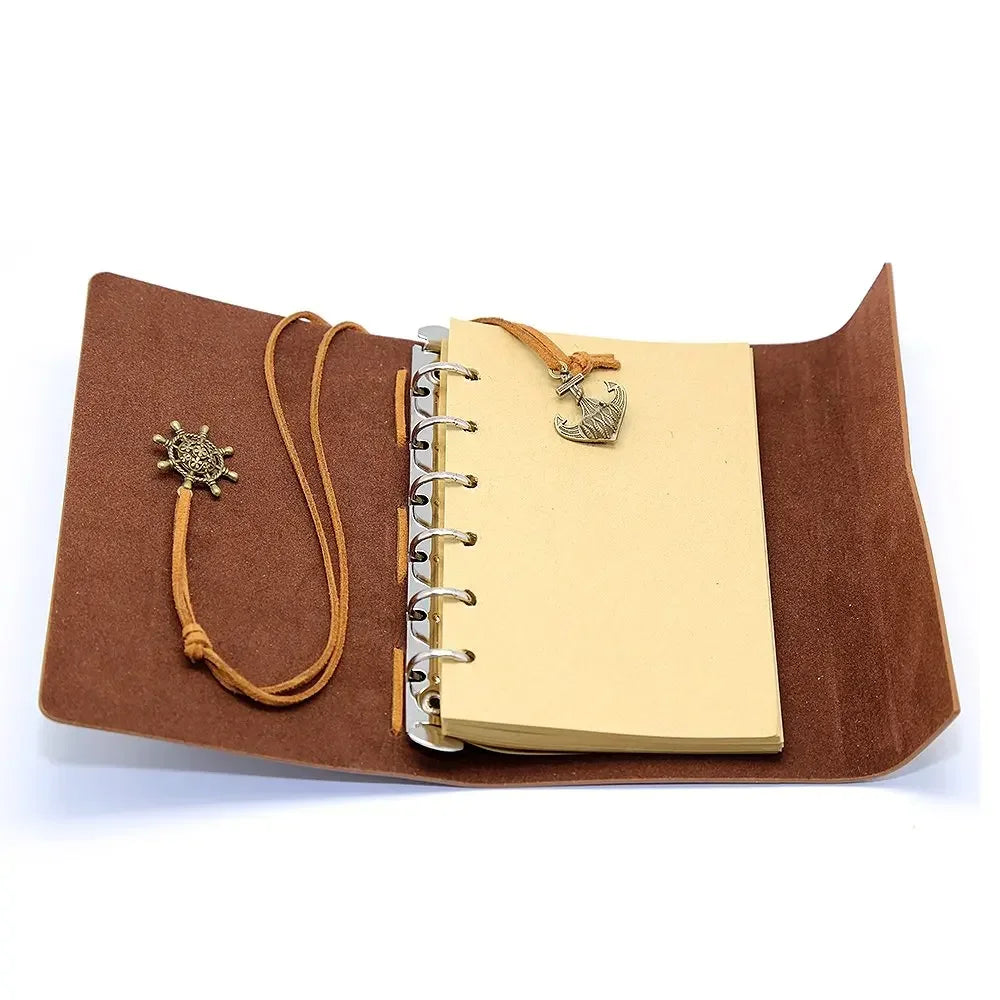 Retro Notebooks & Journals Agenda  Binder Sketch Book Leather Soft Cover 14x10cm Replaceable Kraft Paper Inner Korean Stationery