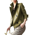 Modigirl Autunno Inverno Verde Ecopelle Giubbotti Donna 2024 Nuovo Outwear Maniche Lunghe In Pelle PU Cappotti Corti Outwear per la Femmina